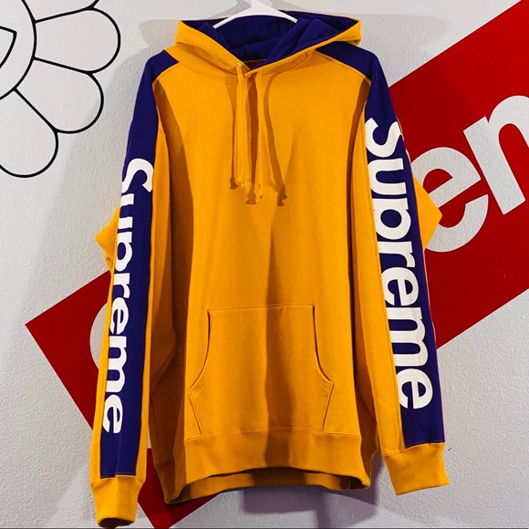 supreme sideline hoodie yellow